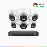 NightChroma<sup>TM</sup> NCK500 - 3K 8 Channel 6 Cameras Acme Colour Night Vision PoE CCTV System, f/1.0 Super Aperture, Active Alignment, Built-in Mic & SD Card Slot , All-Metal Housing